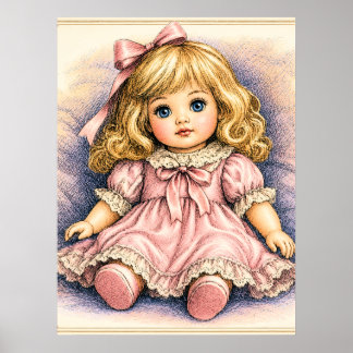 Poster Poupée ancienne vintage