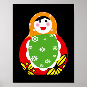 Poster poupée de nidification russe mignonne