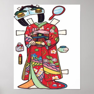 Poster Poupée De Papier, Kimono Découpé