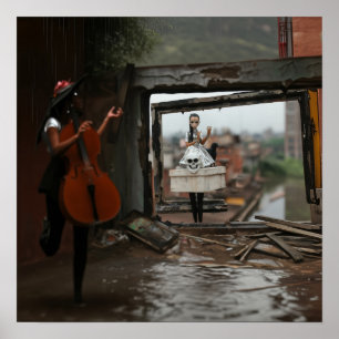 Poster Poupée du crâne Healing Basse Witchy AI Art Matte 