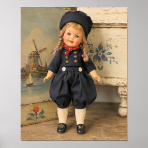 Poster Poupée en porcelaine antique dans un décor holland