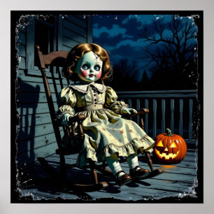 Poster Poupée fantôme et citrouille de Halloween