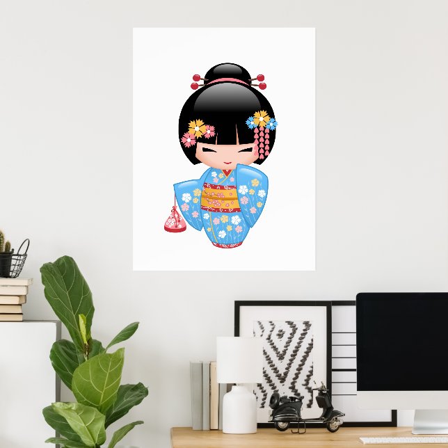 Poster Poupée Maiko Kokeshi - Cute Japonaise Geisha Girl (Bureau à domicile)