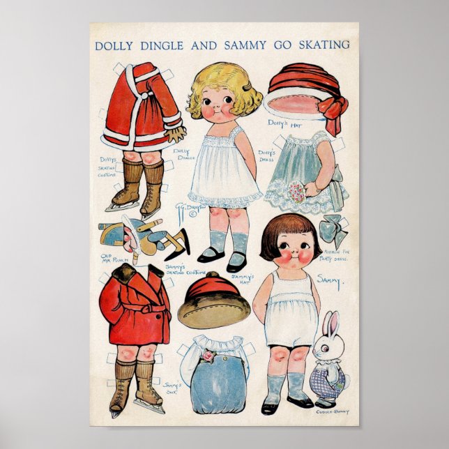 Poster Poupée papier vintage (Devant)