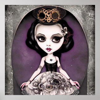 Poster Poupée princesse vintage Steampunk