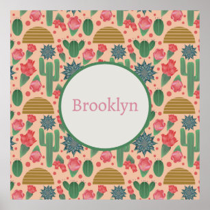 Poster Poupée rose du désert Poupée Florale Décor-Bébé fi