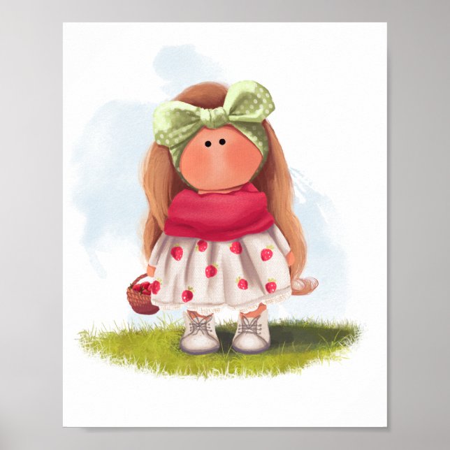 Poster Poupée Tilda fraise (Devant)