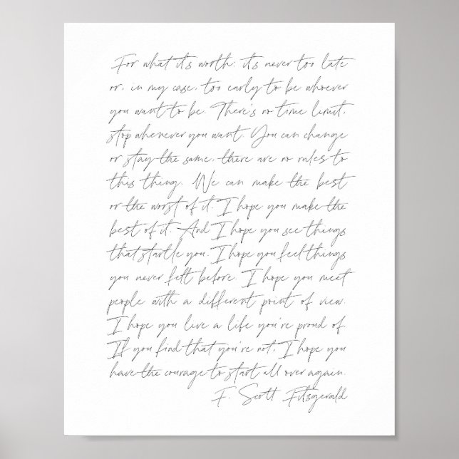 Poster Pour ce que ça vaut...F. Script Scott Fitzgerald (Devant)