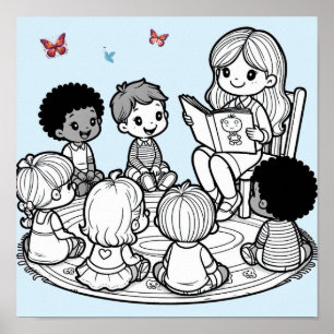 Poster pour enfants Cercle temps de lecture