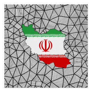 Poster Pour les enfants : Drapeau Iran créatif avec carte