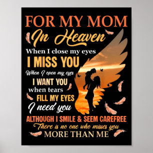 Poster Pour maman au ciel quand je ferme les yeux je pens