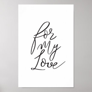 Poster Pour Mon Amour Noir Moderne Calligraphie Valentine