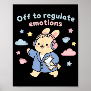 Poster Pour réguler les émotions drôle lapin scooter lapi