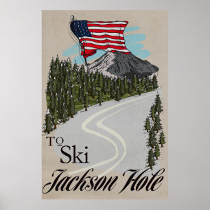 Poster Pour skier Jackson Hole