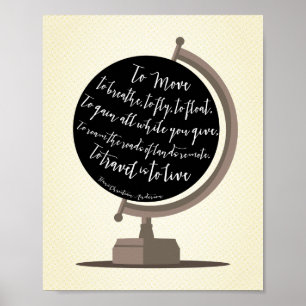 Poster Pour voyager, c'est pour vivre Citer Globe Imprime