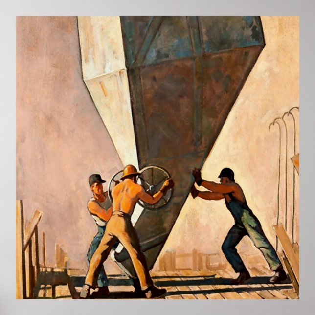 Poster "Pouring Cement Boulder Dam" par Maynard Dixon (Devant)