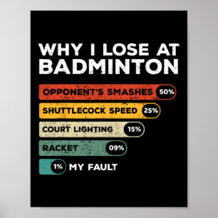 Poster Pourquoi je perds chez Badminton Funny
