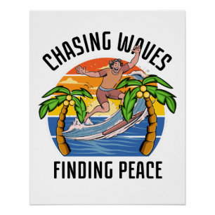 Poster Poursuivre les vagues pour trouver la paix