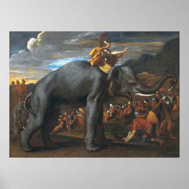 Poster Poussin - Hannibal Traversant Les Alpes Sur Elepha (Devant)
