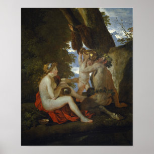 Poster Poussin - Nymphe Et Satyr Boire