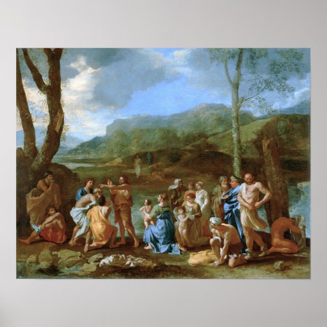 Poster Poussin - Saint John Baptissant Dans Le Jourdain (Devant)