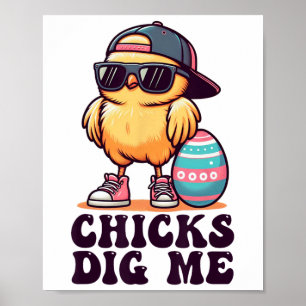 Poster Poussins Me Creuser Drôle Pâques Garçons Hommes En