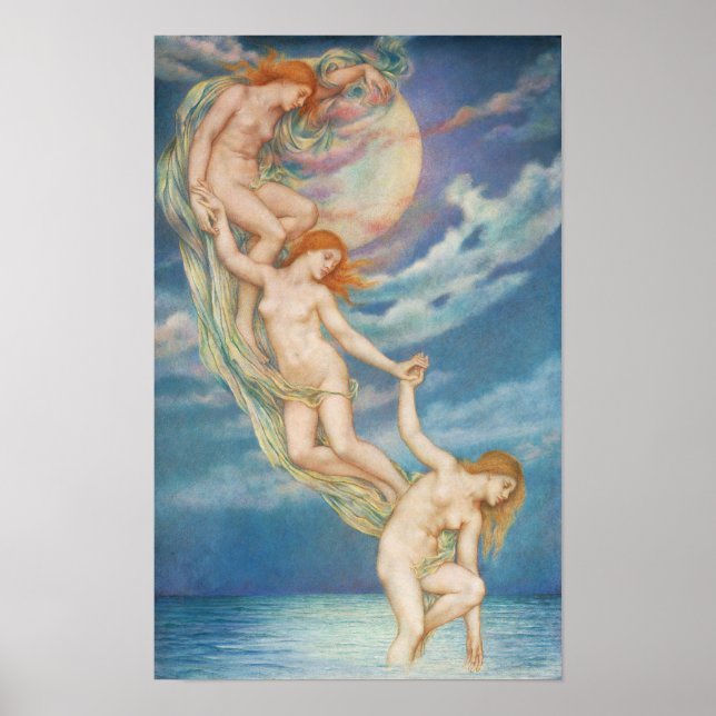 Poster Poutres de lune Plongée dans la mer | Evelyn De Mo (Devant)