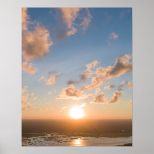 Poster Poutres de soleil, lever du soleil, ciel bleu, nua