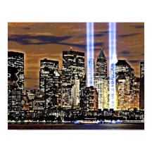 Poutres lumineuses des tours jumelles New York