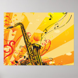 Poster Poutres Saxophones Jazzy De Musique