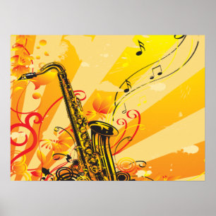 Poster Poutres Saxophones Jazzy De Musique