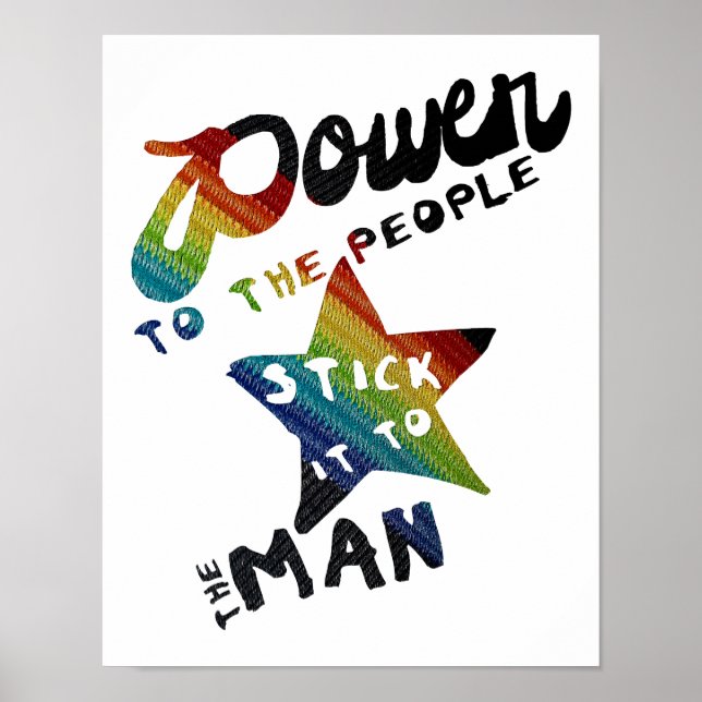 Poster Pouvoir Au Peuple (Retro Rainbow Patch) (Devant)