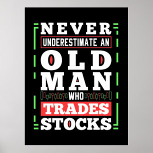 Poster Pouvoir d'investisseur d'un vieil homme qui négoci