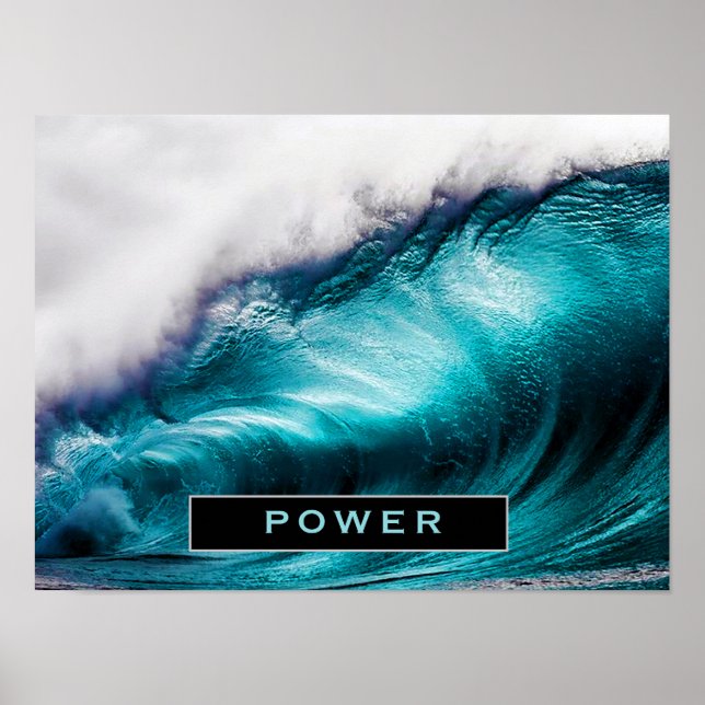 Poster Power Inspirational Word Ocean Wave Photographie (Devant)