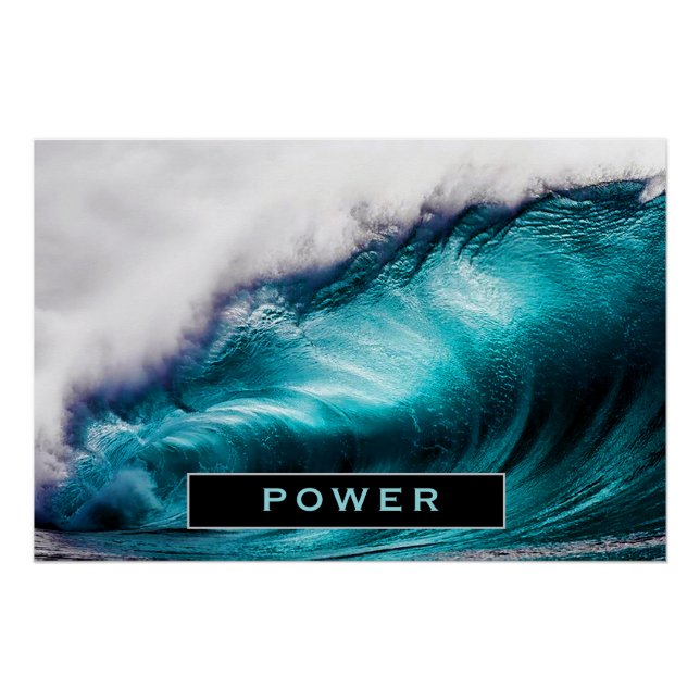 Poster Power Inspirational Word Ocean Wave Photographie (Devant)
