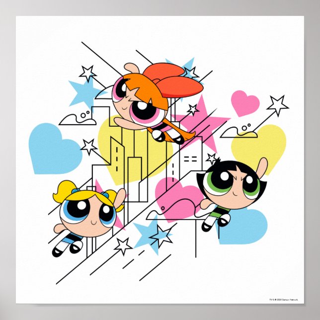 Poster Powerpuff Girls Townsville Pattern (Devant)