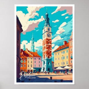 Poster Poznan Pologne Voyage illustration Vintage