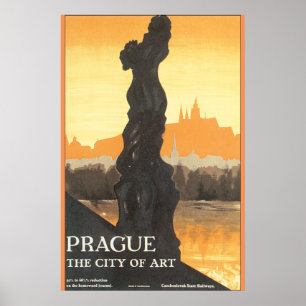 Poster Prague, l'affiche Vintage voyage de la Ville d'Art