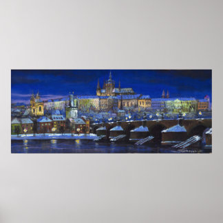 Poster Prague Panorama Pont Charles Château de Prague