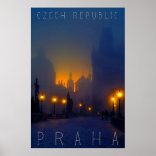 Poster Prague par Nuit, Praha, République Tchèque