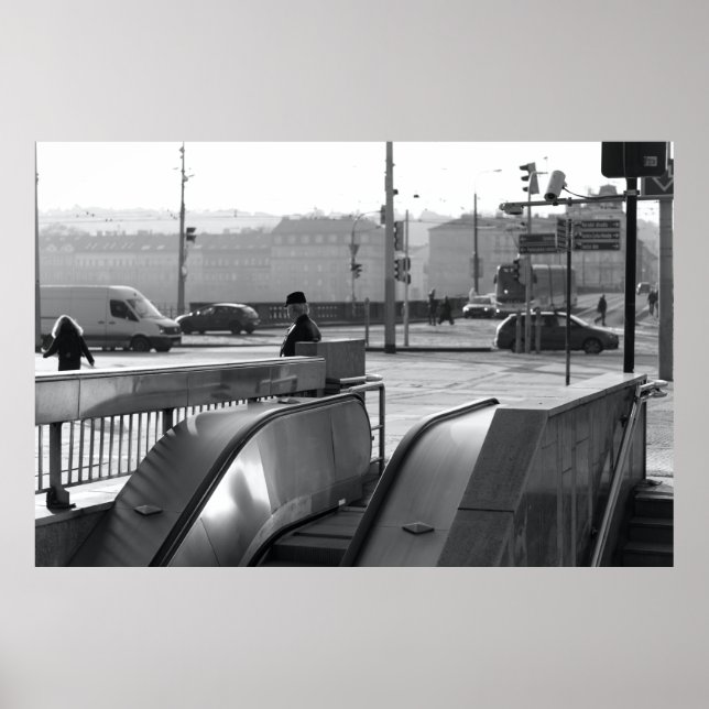 Poster Prague Urban Noir : Escalator Light (Devant)