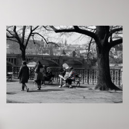 Poster Prague - Vue Mala Strana avec couleur sélective