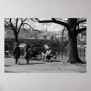 Poster Prague - Vue Mala Strana avec couleur sélective