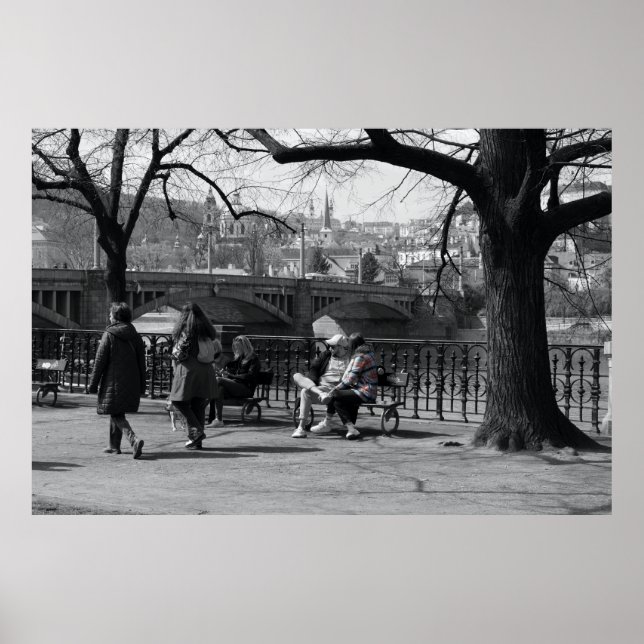 Poster Prague - Vue Mala Strana avec couleur sélective (Devant)
