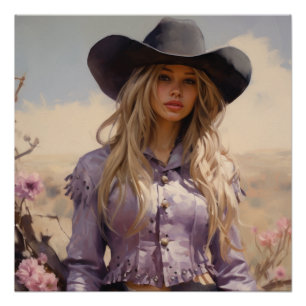 Poster Prairie Blossoms : Cowgirl Wall Art