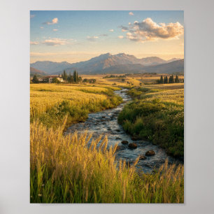 Poster Prairie de l'Heure Dorée : Ruisseau Serein et Mont