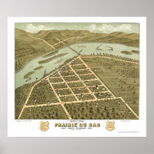 Poster Prairie Du Sac, WI Carte panoramique - 1870
