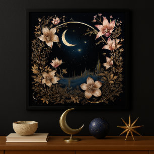 Poster Prairie Lunaire Enchantée