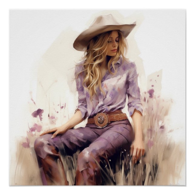 Poster Prairie Pastels : Cowgirl Wall Art (Devant)