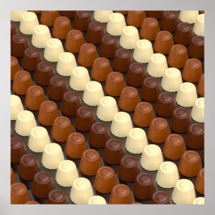 Poster Pralines de chocolat noir, blanc et lait